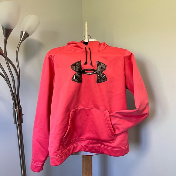 Under Armour Tops - Under Armour Hunt Cold Gear Neon Pink Hoodie with Camo Logo